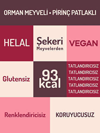 Mixmey Baron Orman Meyveli Pirinç Patlaklı Bar | Sağlıklı Atıştırmalık – Vegan, Glutensiz (25GR X 24 ADET)