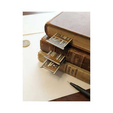 3'lü Ahşap Kütüphane Rafları Tasarımlı Kitap Ayracı Seti – Kitapseverlere Özel Ahşap / Özel Tasarım Ayraç