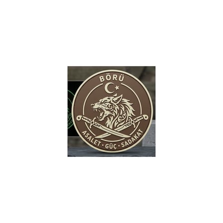 Börü Asalet Güç Sadakat Peç - Taktik Cırtlı Askeri Arma Baskı (Çöl Rengi) Patch