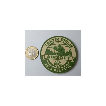 Taktik Birlik Airsoft Asla Pes Etme Peç - Cırtlı Kol & Göğüs Arması (~7 Cm) -Askeri Patch