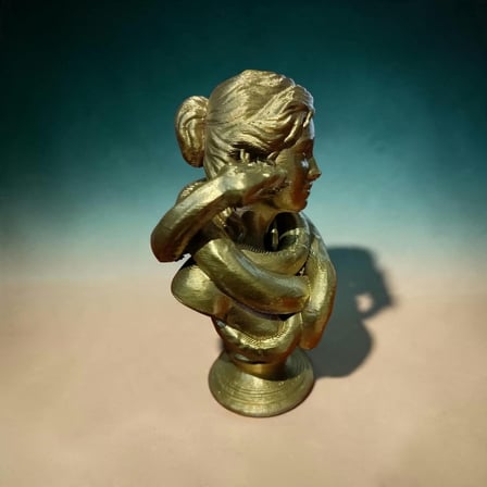 Mitolojik Medusa / Yılan Figürlü Dekoratif Büst - Altın Sarısı Çalışma Masası Aksesuarı (5X10 Cm)