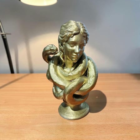 Mitolojik Medusa / Yılan Figürlü Dekoratif Büst - Altın Sarısı Çalışma Masası Aksesuarı (5X10 Cm)