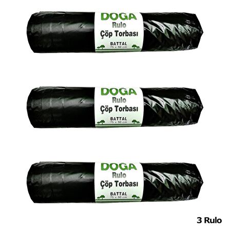 Ecoplast Battal Boy Siyah Çöp Torbası Poşeti - 300 Gr. - 75 x 90 Cm / 10 Adetlik 3 Rulo