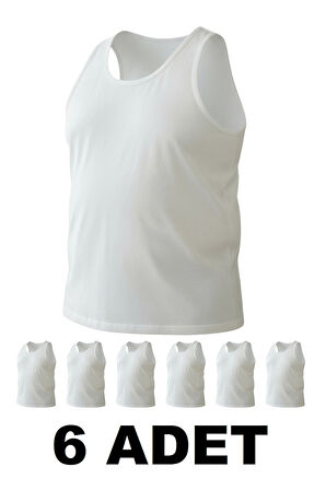 Büyük Beden Pamuklu Erkek Atleti 6'lı Paket - Beyaz