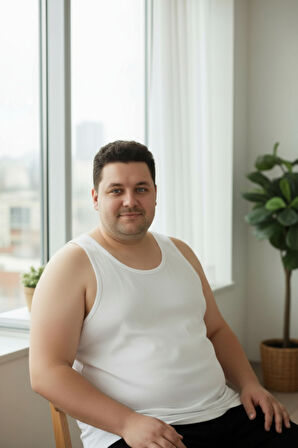 Büyük Beden Pamuklu Erkek Atleti 12'li Paket - Beyaz