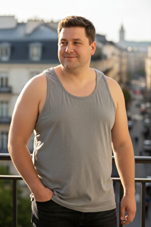 Büyük Beden Pamuklu Erkek Atleti 12'li Paket - Gri