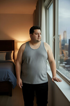 Büyük Beden Pamuklu Erkek Atleti 12'li Paket - Gri