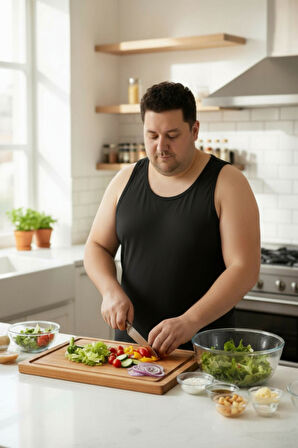 Büyük Beden Pamuklu Erkek Atleti 12'li Paket - Siyah