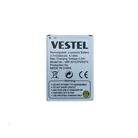  Vestel Venüs 5.0V ile Uyumlu İthal Pil