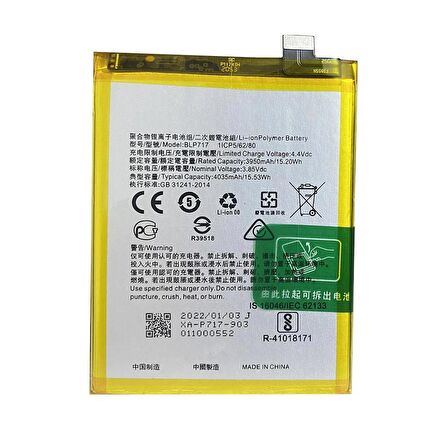  Oppo Reno Z2 ile Uyumlu İthal Pil Blp737