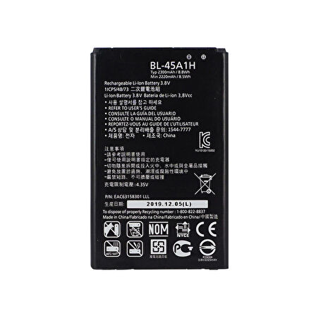  LG K10 2017 ile Uyumlu İthal Pil BL46G1F