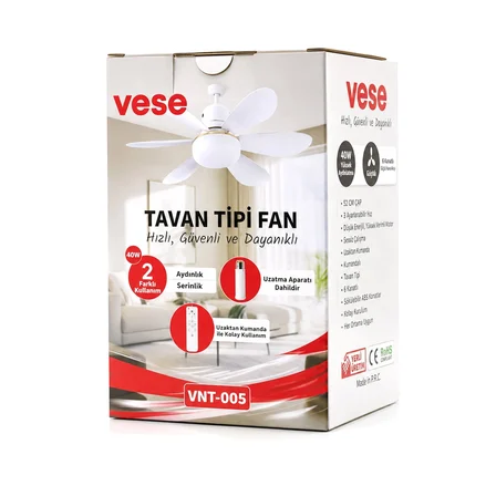 2in1=tavan Vantilatör - Avize Lamba 40w Kumandalı 6knat Vnt-005 Bx40