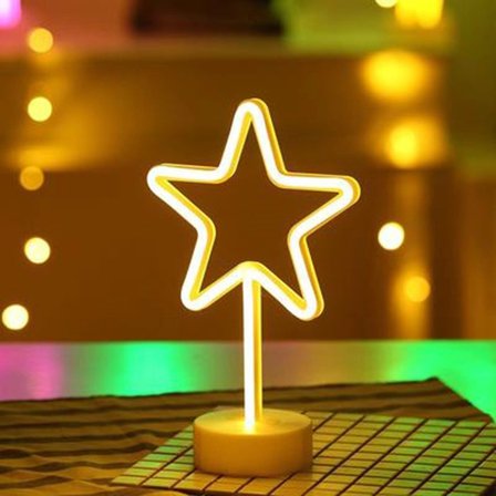 Yıldız Tasarımlı Neon Led Masa Ve Gece Lambası Dekoratif Işık Bx40