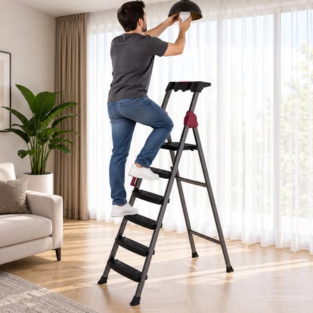 5+1 Basamaklı Metal Merdiven 150kg.taşıma Bx40