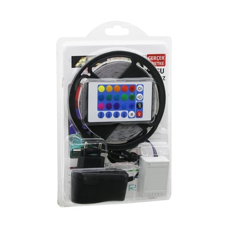 Atc Led Strıp El-07-rus-k  5mt  Kumandalı - Adaptörlü Rgb Renkli Şerit Led Ip65=su Geçirmez Smd=2835 54leds/m Bx40