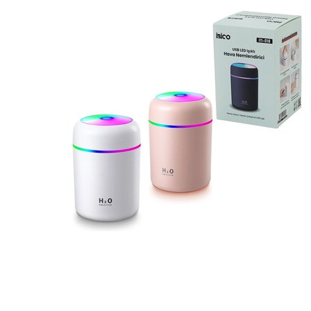Klasik 300ml H2o Mini Usb Şarj- Işıklı Hava Nemlendirici - Buhar Makine - Koku Giderici Herhangi Bir Renk Gönderilir Bx40