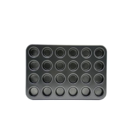 24 Gözlü Metal - Siyah Düz Muffin - Kek Kalıp Bx40