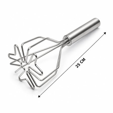 Kalp Şekil Çap: 9cm Krom Saplı=12cm Metal Patates Ezici Toplam Uzunluk: 26cm Bx40
