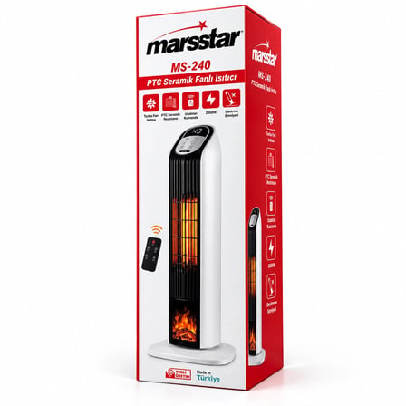 Kumandalı Sıcak Dik Ptc Seramik Fanlı Isıtıcı Led Kontrol Ekran - Devrilme Emniyet 2000w Ms-240 Bx40