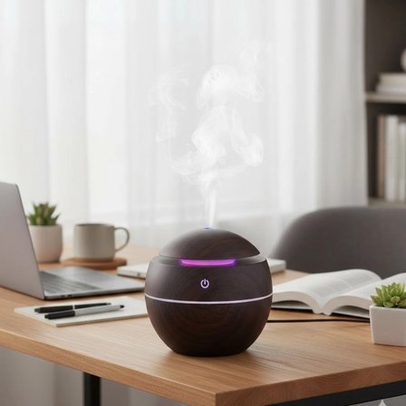 Küre Model Akasya Renk Hava Nemlendirici – Ultrasonik Soğuk Buhar Makinesi, Led Işıklı Masaüstü Oda Nemlendirici Bx40