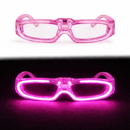 Pembe Led Işıklı Parti Gözlüğü 3 Modlu – Glow - Gece Eğlence Gözlüğü Bx40