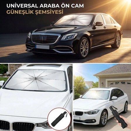 Premium Katlanabilir Araç Ön Cam Güneşliği – Şemsiye Tipi Oto Güneşlik, Uv Korumalı Isı Yalıtımlı Ön Cam Gölgelik Bx40