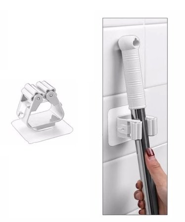 1 Adet Yapışkanlı Pratik Mop Tutucu Beyaz Bx40