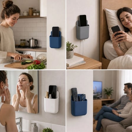 Yapışkanlı Telefon Ve Kumanda Tutucu Organizer, Duvara Güçlü Yapışan Çok Amaçlı Eşya Toparlayıcı Bx40