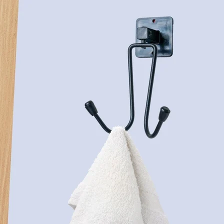 Kendiliğinden Yapışkanlı Siyah Paslanmaz Metal Bornoz Ve Havlu Askılığı Bx40