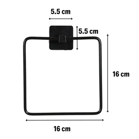 Kendiliğinden Yapışkanlı Siyah Paslanmaz Metal Kare Havluluk Bx40