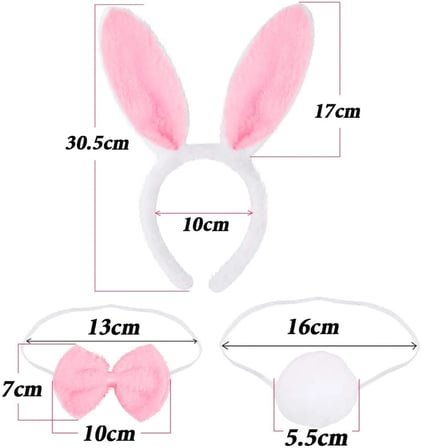 Tavşan Kostüm Seti Taç Papyon Kuyruk Pembe Renk Bx40