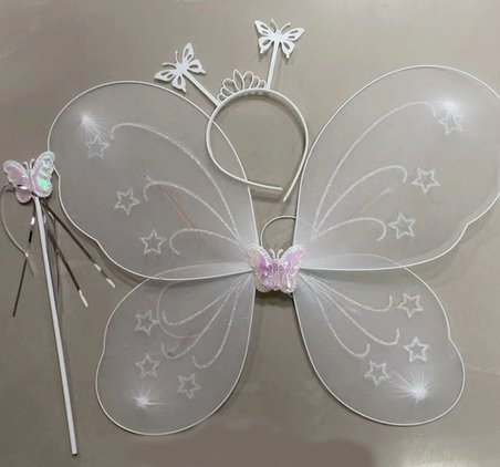 Beyaz Renk Kelebek Kanadı Tacı Ve Sopası 50x37 Cm Bx40