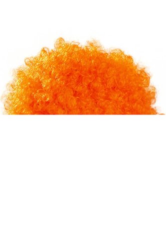 Turuncu Renk Kıvırcık Afro Bonus Peruk Takma Saç Ve Kırmızı Burun Seti Bx40
