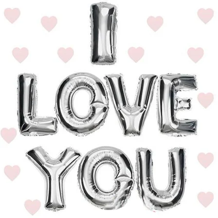 I Love You Folyo Balon Gümüş Renk 35 Cm Bx40