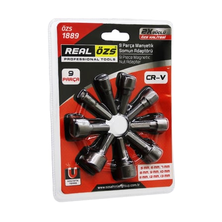 9  Parça   - 5-13 Mm Manyetik Somun Sökme - Çatı Adaptörü Bx40