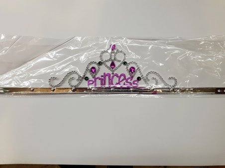 Gümüş Renk Prenses Yazılı Parti Tacı 60 Cm Bx40