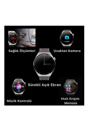 GPS ve Suya Dayanıklı Akıllı Saat, Nabız ve Uyku Takibi Özellikli, Siyah Silikon Kordonlu