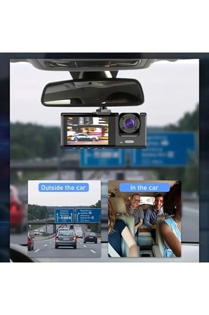 DV300 Yeni 3 Kameralı Araç İçi Kayıt Kamerası Trafik Recorder 2 İnç IPS Ekran Full HD 1080p