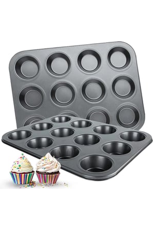 2'Lİ SET Muffin Kalıbı 12li Fırın Mini Kek Browni Kekstra Kalıbı Cupcake  ülü