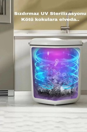 Akıllı Teknolojik Sensörlü Çöp Kovası Işık Antibakteriyel Koku Geçirmez Mutfak Banyo Wc Ofis 20l Uv
