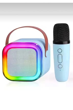 Taşınabilir Işıklı Mikrofonlu Çocuk Karaoke Hoparlör Seti, Çoklu Bağlantı ve Şarj Edilebilir