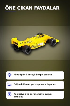 1987 Monaco GP Birincisi Ayrton Senna Lotus 99T #12 1/64 Olcekte Model Araba BX-313381