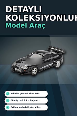 Siyah VeilSide Combat V-II 1/64 Diecast Toyota Supra Model Araba Tekli Koleksiyon BX-313386