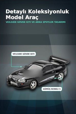 Siyah VeilSide Combat V-II 1/64 Diecast Toyota Supra Model Araba Tekli Koleksiyon BX-313386