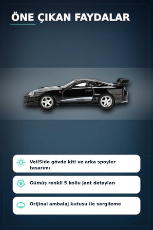 Siyah VeilSide Combat V-II 1/64 Diecast Toyota Supra Model Araba Tekli Koleksiyon BX-313386