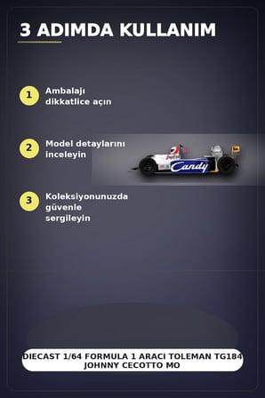 Diecast 1/64 Formula 1 Aracı Toleman TG184 Johnny Cecotto Monako 1984 Yarış Modeli Tekli BX-313384