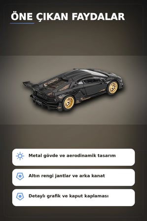 Metal Gövdeli 1/64 Ölçek Lamborghini Aventador Model Araba - Koleksiyonluk Tekli Paket BX-313363