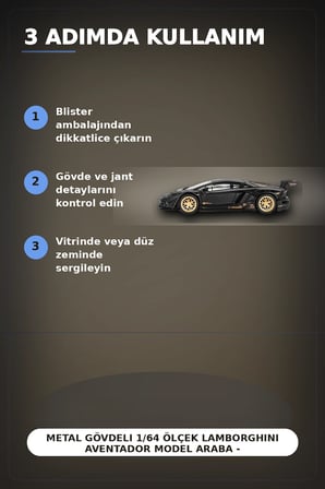 Metal Gövdeli 1/64 Ölçek Lamborghini Aventador Model Araba - Koleksiyonluk Tekli Paket BX-313363