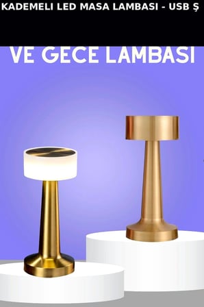 Dokunmatik Metal Gövdeli 3 Kademeli LED Masa Lambası - USB Şarjlı Tekli Paket BX-313301