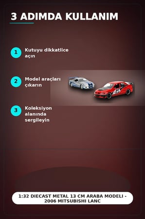 1:32 Diecast Metal 13 cm Araba Modeli - 2006 Mitsubishi Lancer IX ve Nissan Skyline GTR BX-313395